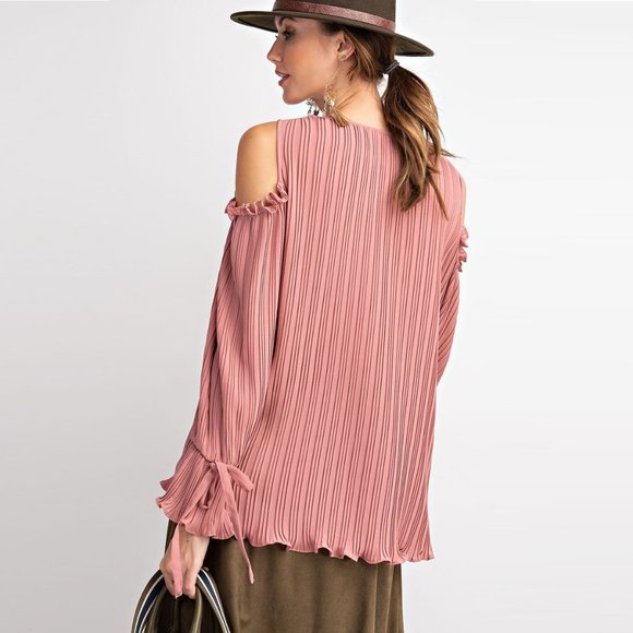 Top Blouse. Easel Brand. Cold Shoulder. Rose. Sizes Small, Med & Large. NWT - Picture 4 of 5